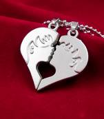 Couple Special Silver Plated Dual Heart Pendant Chain For Girls & Boys Stainless Steel Pendant