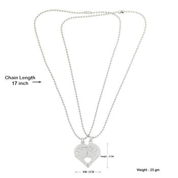 Couple Special Silver Plated Dual Heart Pendant Chain For Girls & Boys Stainless Steel Pendant 4