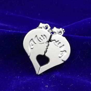 Couple Special Silver Plated Dual Heart Pendant Chain For Girls & Boys Stainless Steel Pendant 5