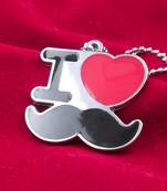 I Love Mustache Locket With Chain For Men & Boy S Silver Brass Locket