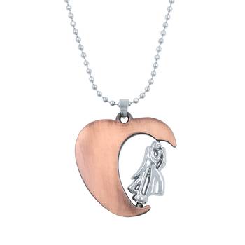 Saizen Couple Heart Pendent With Chain For Men & Women 3