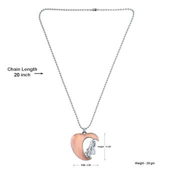 Saizen Couple Heart Pendent With Chain For Men & Women 4