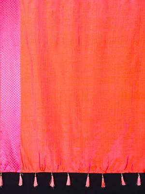 Peach printed art silk saree with blouse 4