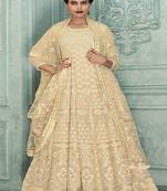 Cream Embroidered Georgette Salwar