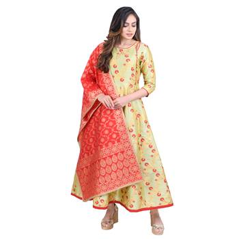 Vedic Women's Red Silk Dupatta 1