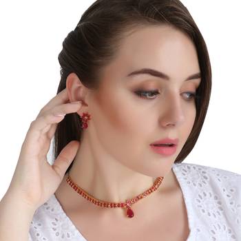 Party Wear Cubic Zirconia Traditional Necklace Set For Women & Girls 1