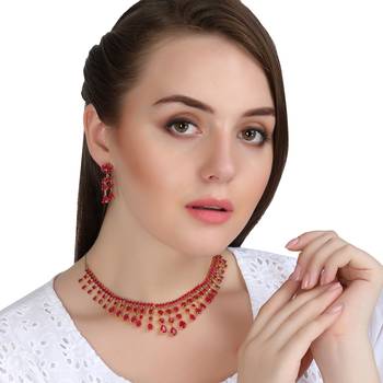 Penny Jewels Party Wear Cubic Zirconia Traditional Necklace Set For Women & Girls 1