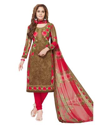 Combo Of 2 Synthetic Multicolor Printed Women's Salwar Suit Dress Material With Dupatta 2