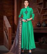 Sea-green hand embroidery silk salwar
