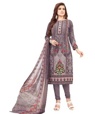 Combo Of 2 Synthetic Multicolor Printed Women's Salwar Suit Dress Material With Dupatta 2