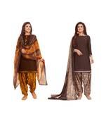 Combo Of 2 Synthetic Multicolor Printed Women's Salwar Suit Dress Material With Dupatta
