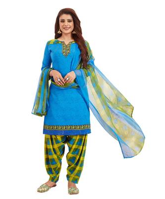 Combo Of 2 Synthetic Multicolor Printed Women's Salwar Suit Dress Material With Dupatta 2