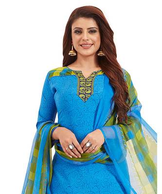Combo Of 2 Synthetic Multicolor Printed Women's Salwar Suit Dress Material With Dupatta 3