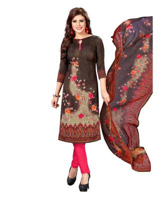 Combo Of 2 Synthetic Multicolor Printed Women's Salwar Suit Dress Material With Dupatta 2
