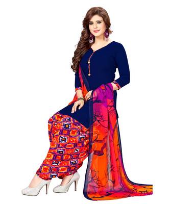 Combo Of 2 Synthetic Multicolor Printed Women's Salwar Suit Dress Material With Dupatta 2