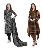 Combo Of 2 Cotton Multicolor Printed Women's Salwar Suit Dress Material With Dupatta