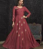 Crimson Embroidered Silk Blend Salwar