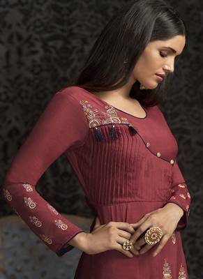 Crimson Embroidered Silk Blend Salwar 2