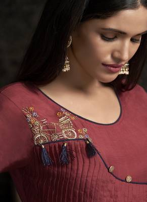 Crimson Embroidered Silk Blend Salwar 3