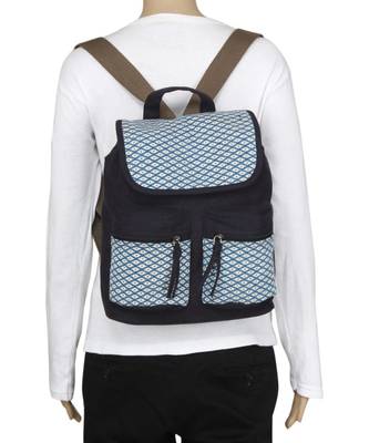 Monochrome Blue Canvas Backpack 5