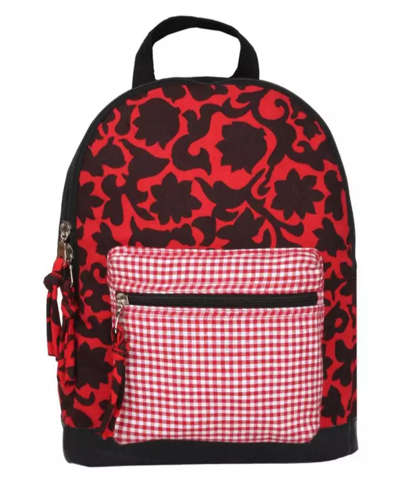 Flora Red Canvas Backpack