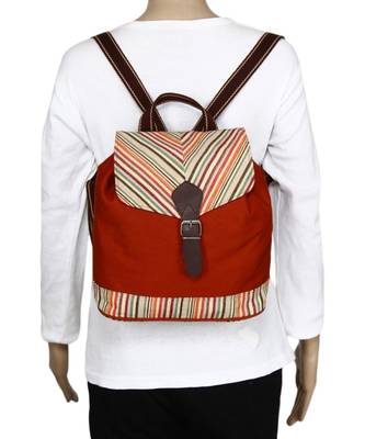 Streak Orange Canvas Backpack 5
