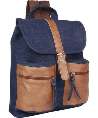 Classic Blue Canvas Backpack 2