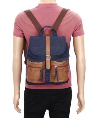 Classic Blue Canvas Backpack 5