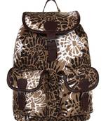 Jumbo Brown Printed Canvas Backpack