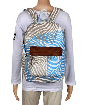 Zebra Blue Canvas Backpack 5