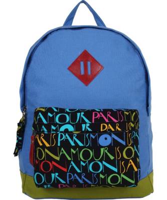 Paris Blue Canvas Backpack 1