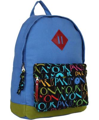 Paris Blue Canvas Backpack 2