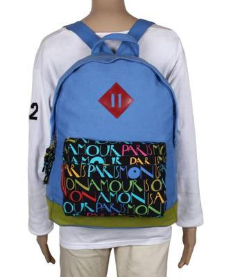 Paris Blue Canvas Backpack 5