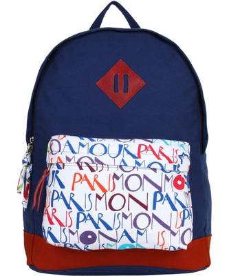 Paris Blue Canvas Backpack 1