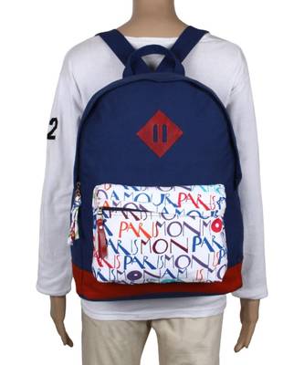 Paris Blue Canvas Backpack 5