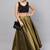 Black Silk Blend Woven Flared Skirt