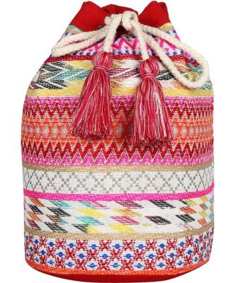 Nava Pink Jacquard Backpack 1