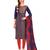 Navy-blue woven banarasi unstitched salwar with dupatta