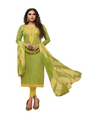 Light-green embroidered chanderi silk salwar 1
