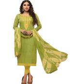 Light-green embroidered chanderi silk salwar