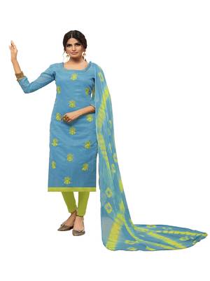 Sky-blue embroidered chanderi silk salwar 1
