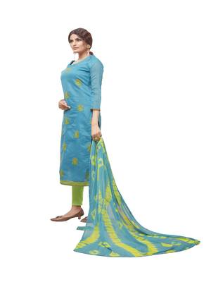 Sky-blue embroidered chanderi silk salwar 3