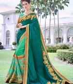   sea green embroidered georgette saree with blouse