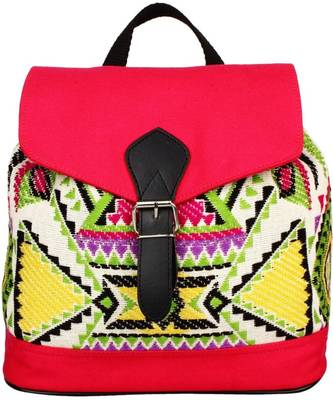 Nava Pink Jacquard Backpack 1