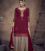 Maroon embroidered georgette salwar