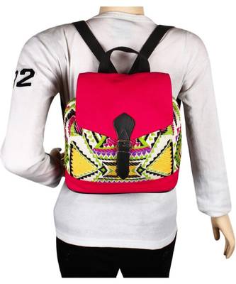 Nava Pink Jacquard Backpack 5
