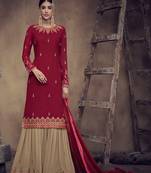 Red embroidered georgette salwar