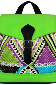 Nava Green Jacquard Backpack