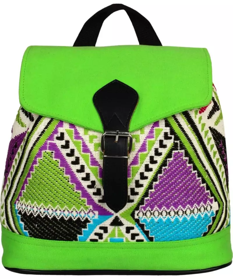 Nava Green Jacquard Backpack