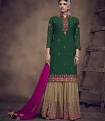 Dark-green embroidered georgette salwar